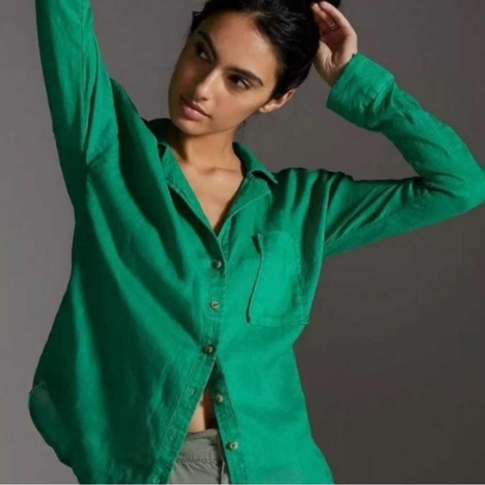 Maeve Kelly Green Casual Button Down Shirt